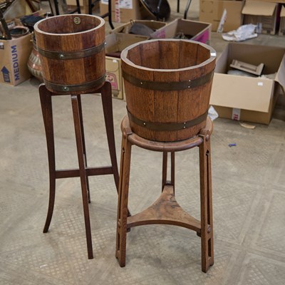 Lot 274 - TWO EDWARDIAN OAK JARDINIERES