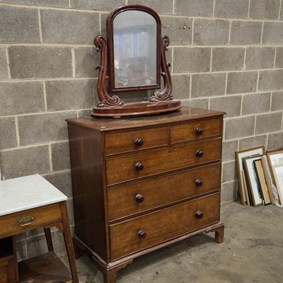 Lot 257 - AN EARLY 19TH CENTURY OAK CHEST OF DRAWERS