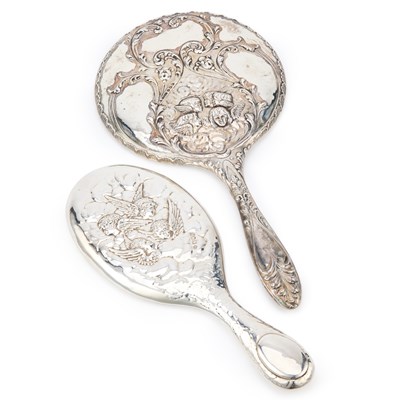 Lot 344 - TWO EARLY 20TH CENTURY SILVER-BACKED HAND-MIRRORS