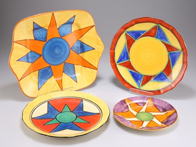 Lot 123 - FOUR CLARICE CLIFF ORIGINAL BIZARRE PATTERN PLATES