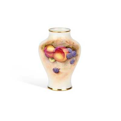 Lot 108 - A ROYAL WORCESTER FRUIT PAINTED VASE