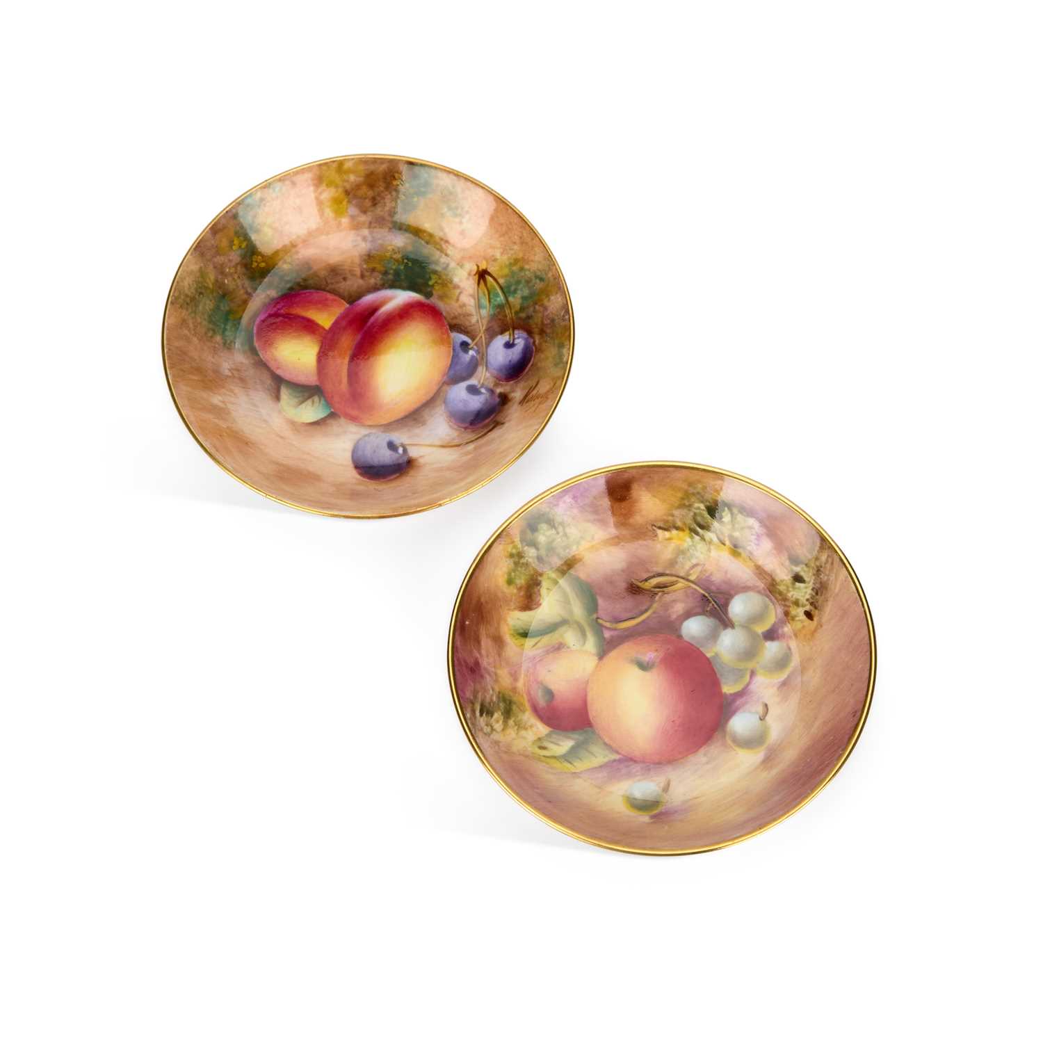 Lot 117 - TWO ROYAL WORCESTER FRUIT PAINTED PIN DISHES
