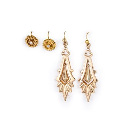 Lot 627 - TWO PAIRS OF VICTORIAN EARRINGS