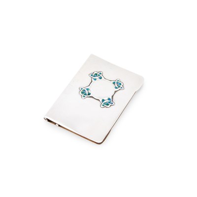 Lot 308 - AN ARTS AND CRAFTS SILVER AND ENAMEL NOTEBOOK