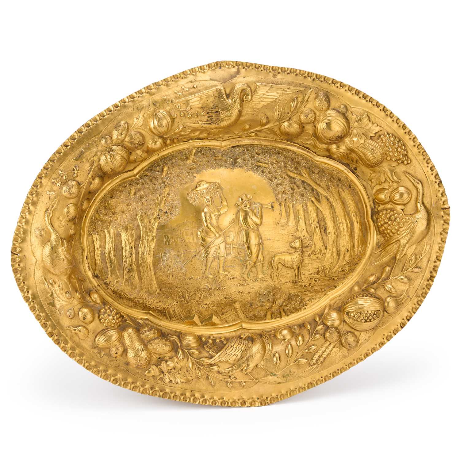 Lot 129 - A LARGE 19TH CENTURY GILT METAL DISH