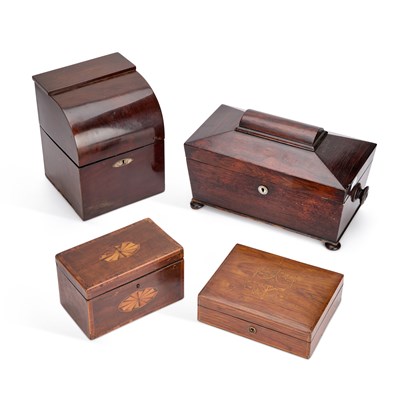 Lot 917 - FOUR GEORGIAN AND LATER BOXES