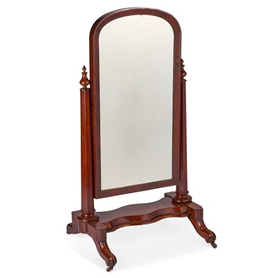 Lot 1019 - A VICTORIAN MAHOGANY CHEVAL MIRROR