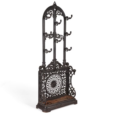 Lot 1009 - A VICTORIAN CAST IRON HALLSTAND