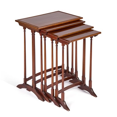 Lot 849 - A QUARTET OF STRING-INLAID MAHOGANY NESTING TABLES