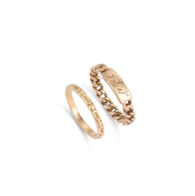 Lot 527 - A 9 CARAT GOLD RING AND ANOTHER