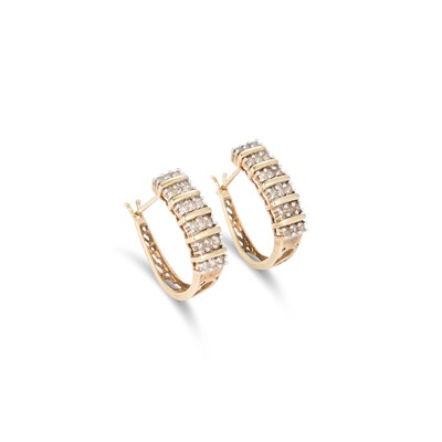 Lot 597 - A PAIR OF DIAMOND HOOP EARRINGS