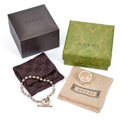 Lot 564 - A GUCCI BOULE BRACELET AND A RING
