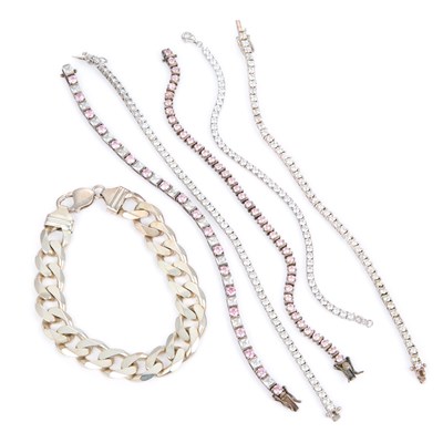 Lot 526 - A GROUP OF SILVER BRACELETS