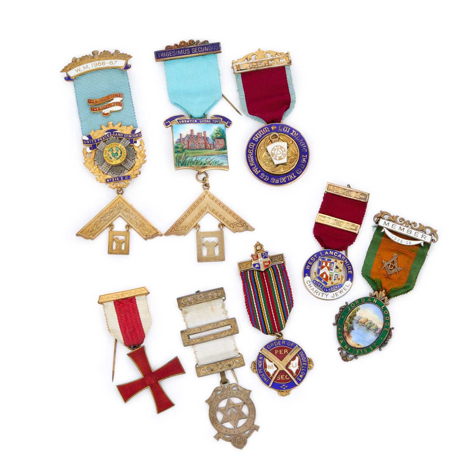 Lot 33 - A GROUP OF MASONIC SILVER JEWELS