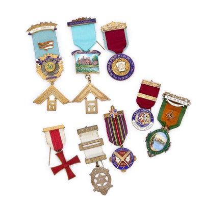 Lot 33 - A GROUP OF MASONIC SILVER JEWELS