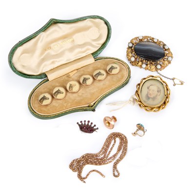 Lot 619 - A GROUP OF ANTIQUE AND LATER JEWELLERY