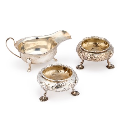 Lot 387 - A NEAR PAIR OF VICTORIAN SILVER SALTS