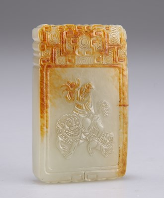 Lot 272 - A CARVED JADE PENDANT PLAQUE
