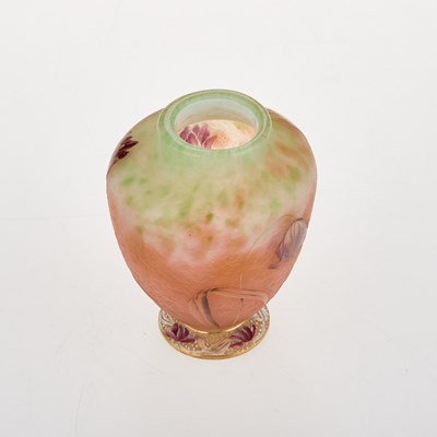 Lot 65 - A DAUM NANCY ENAMELLED GLASS VASE