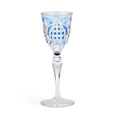 Lot 60 - A VAL SAINT LAMBERT BLUE CASED HOCK GLASS