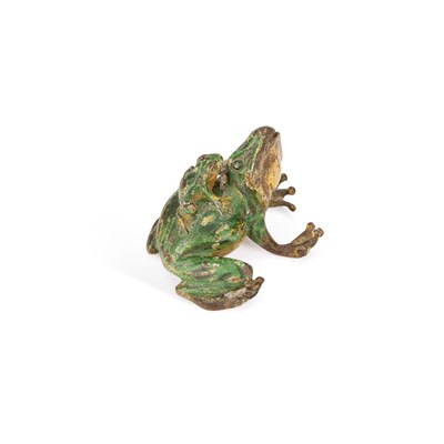 Lot 691 - AN AUSTRIAN COLD-PAINTED BRONZE MODEL OF A FROG