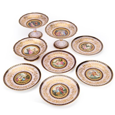Lot 136 - A VIENNA STYLE PORCELAIN PARTIAL DESSERT SERVICE