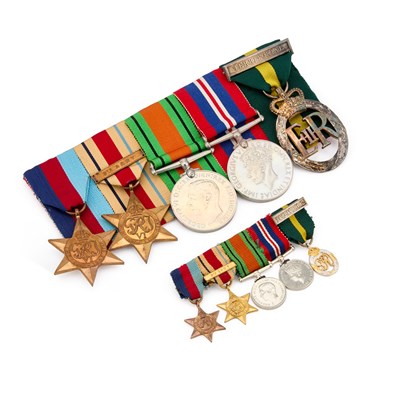Lot 40 - A SECOND WORLD WAR AND LATER MEDAL GROUP WITH MINIATURE MEDALS