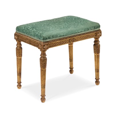 Lot 1250 - AN 18TH CENTURY STYLE GILTWOOD STOOL