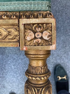 Lot 1250 - AN 18TH CENTURY STYLE GILTWOOD STOOL