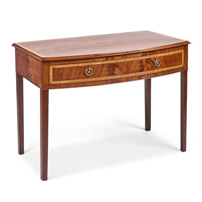 Lot 1014 - A GEORGE III MAHOGANY BOW-FRONT SIDE TABLE