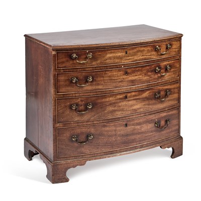 Lot 864 - A GEORGE III MAHOGANY BOW-FRONT CHEST OF DRAWERS