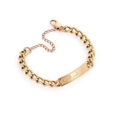 Lot 752A - A 9 CARAT GOLD CURB LINK IDENTITY BRACELET