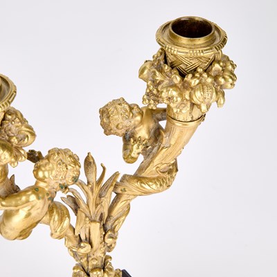 Lot 1040 - A PAIR OF FRENCH GILT-BRONZE CANDELABRA, 19TH CENTURY