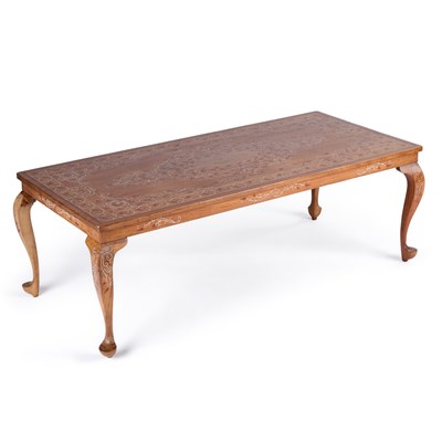 Lot 1010 - AN INDIAN BONE-INLAID HARDWOOD COFFEE TABLE