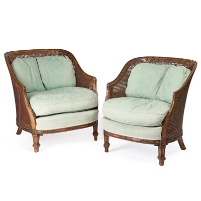 Lot 1246 - A PAIR OF BERGÈRE ARMCHAIRS