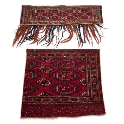 Lot 959 - A TURKEMAN TENT HANGING AND A TURKEMAN RUG