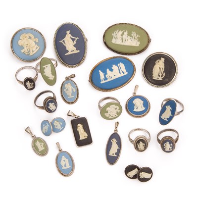 Lot 713 - A COLLECTION OF SILVER WEDGWOOD JASPERWARE JEWELLERY