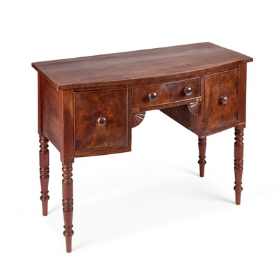 Lot 1007 - A SMALL 19TH CENTURY MAHOGANY BOW-FRONT SIDE TABLE
