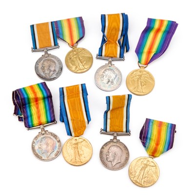 Lot 27 - FOUR FIRST WORLD WAR MEDAL PAIRS