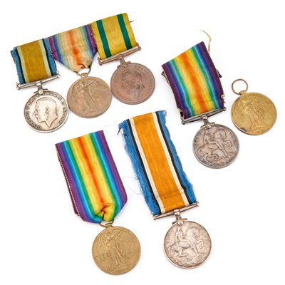 Lot 32 - THREE FIRST WORLD WAR MEDAL GROUPS