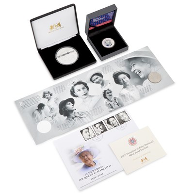 Lot 1 - A HARRINGTON & BYRNE KING CHARLES III CORONATION SILVER PROOF 5OZ COIN