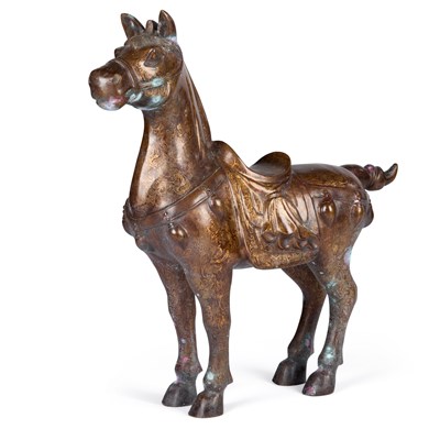 Lot 580 - A LARGE BRONZE MODEL OF A HORSE IN TANG STYLE