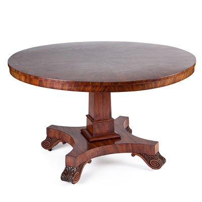 Lot 1073 - A WILLIAM IV MAHOGANY TILT-TOP BREAKFAST TABLE