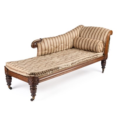 Lot 1025 - A REGENCY ROSEWOOD CHAISE LONGUE