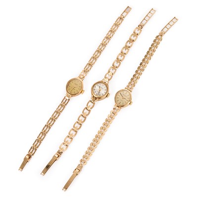 Lot 604 - THREE LADY'S 9CT GOLD BRACELET WATCHES