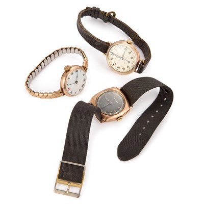Lot 643 - THREE 9CT GOLD WATCHES