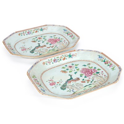 Lot 548 - A PAIR OF CHINESE FAMILLE ROSE MEAT PLATES, C.1760
