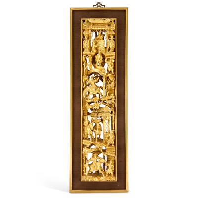 Lot 790 - A CHINESE GILT-WOOD CARVED PANEL, 19TH CENTURY