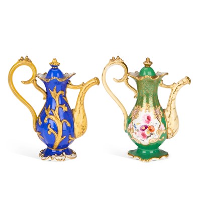Lot 121 - TWO ENGLISH PORCELAIN ROSE WATER SPRINKLERS, C.1840