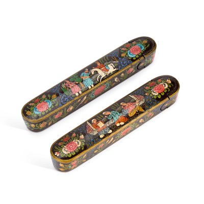 Lot 784 - A PAIR OF PERSIAN PEN CASES, C.1900